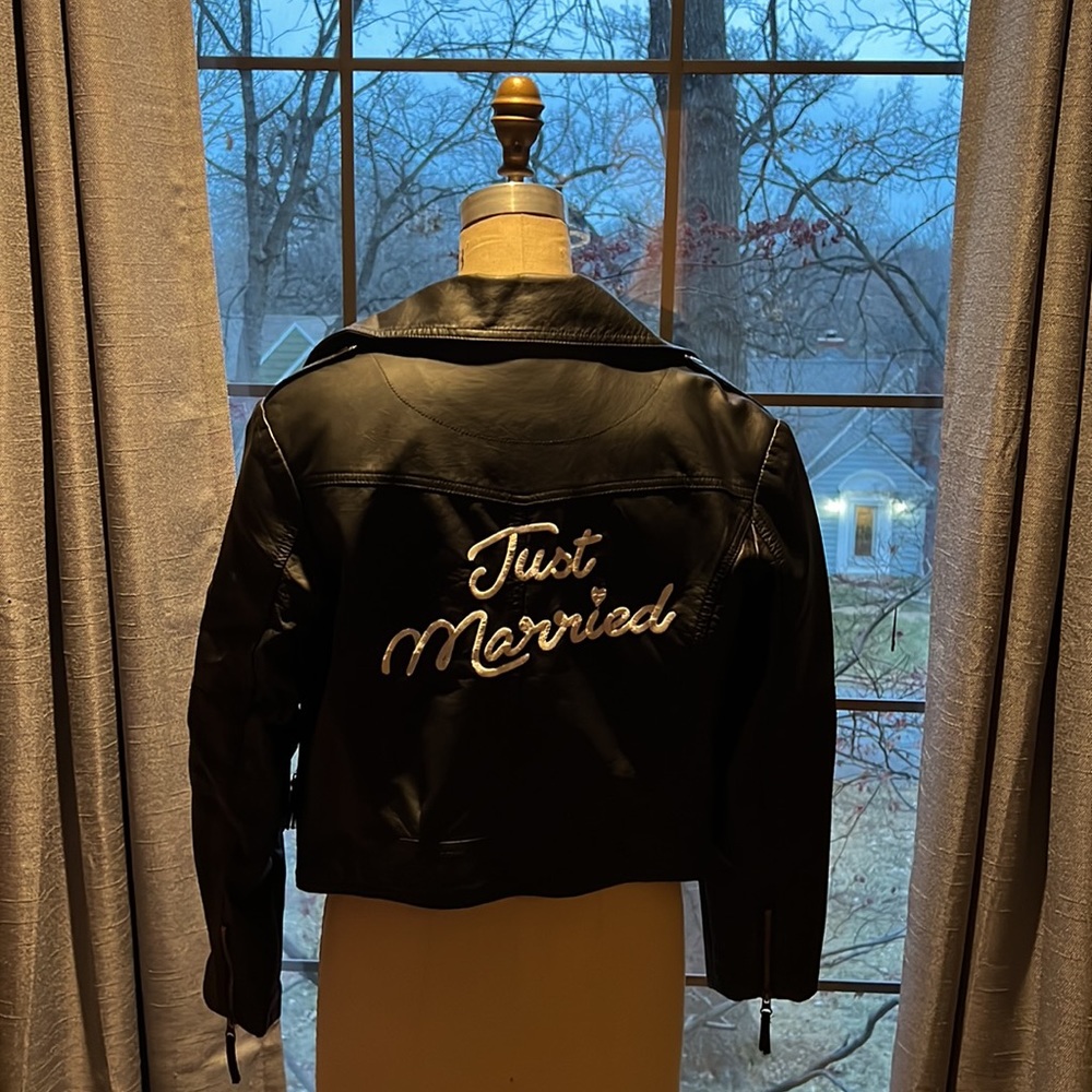 Just Married Black Leather Jacket
